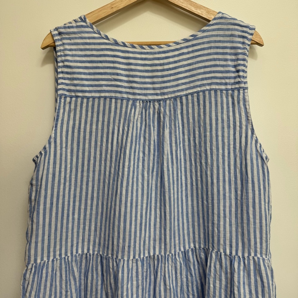 Talbots 100% Linen Striped Tiered Swing Dress XL - Picture 8 of 12